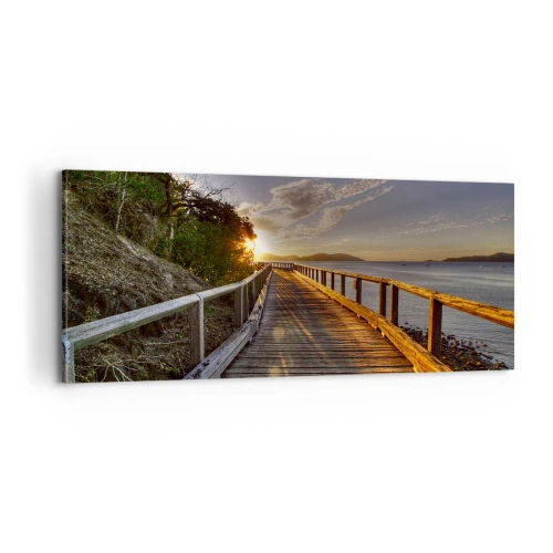 Lærredstryk - Billede på lærred - Gå, bliv ved med at gå mod solen - 100x40 cm