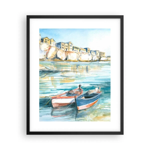 Plakat i sort ramme - Landskab i azurblå - 40x50 cm