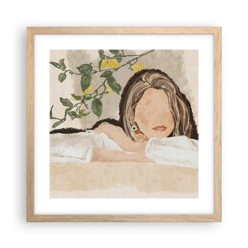 Plakat i ramme af lyst egetræ - Sydstaternes skønhed - 40x40 cm