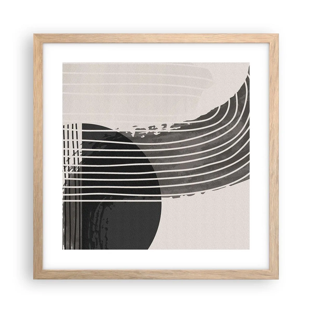 Plakat i ramme af lyst egetræ - Derhen og tilbage - 40x40 cm