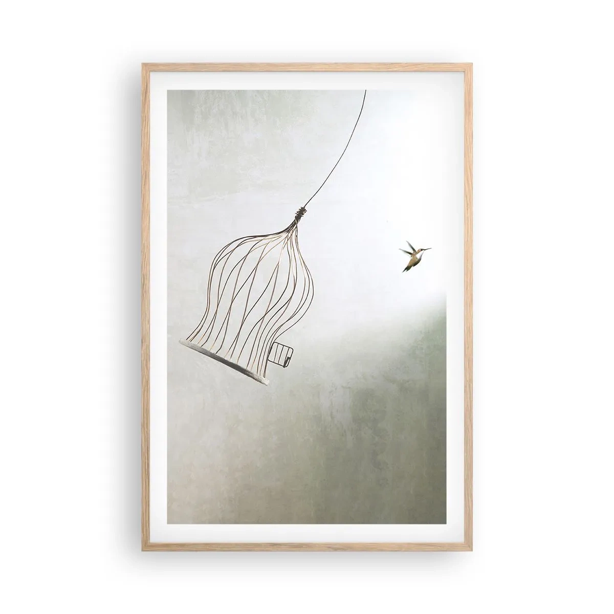 Plakat i ramme af lyst egetræ - I sit elementet - 61x91 cm