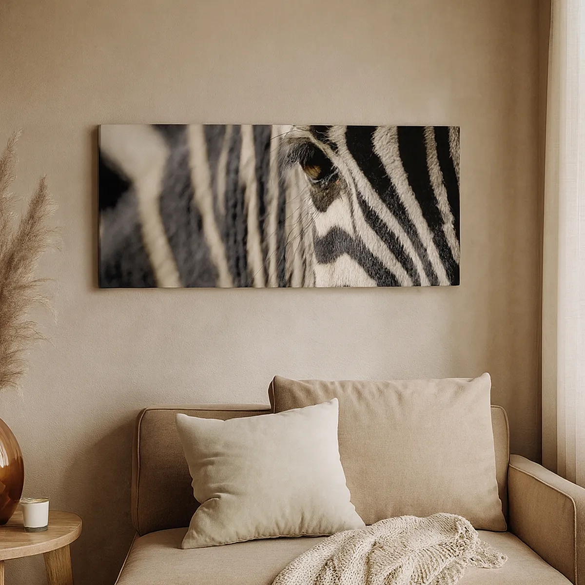 Lærredstryk - Billede på lærred - Stribet portræt - 30x30 cm