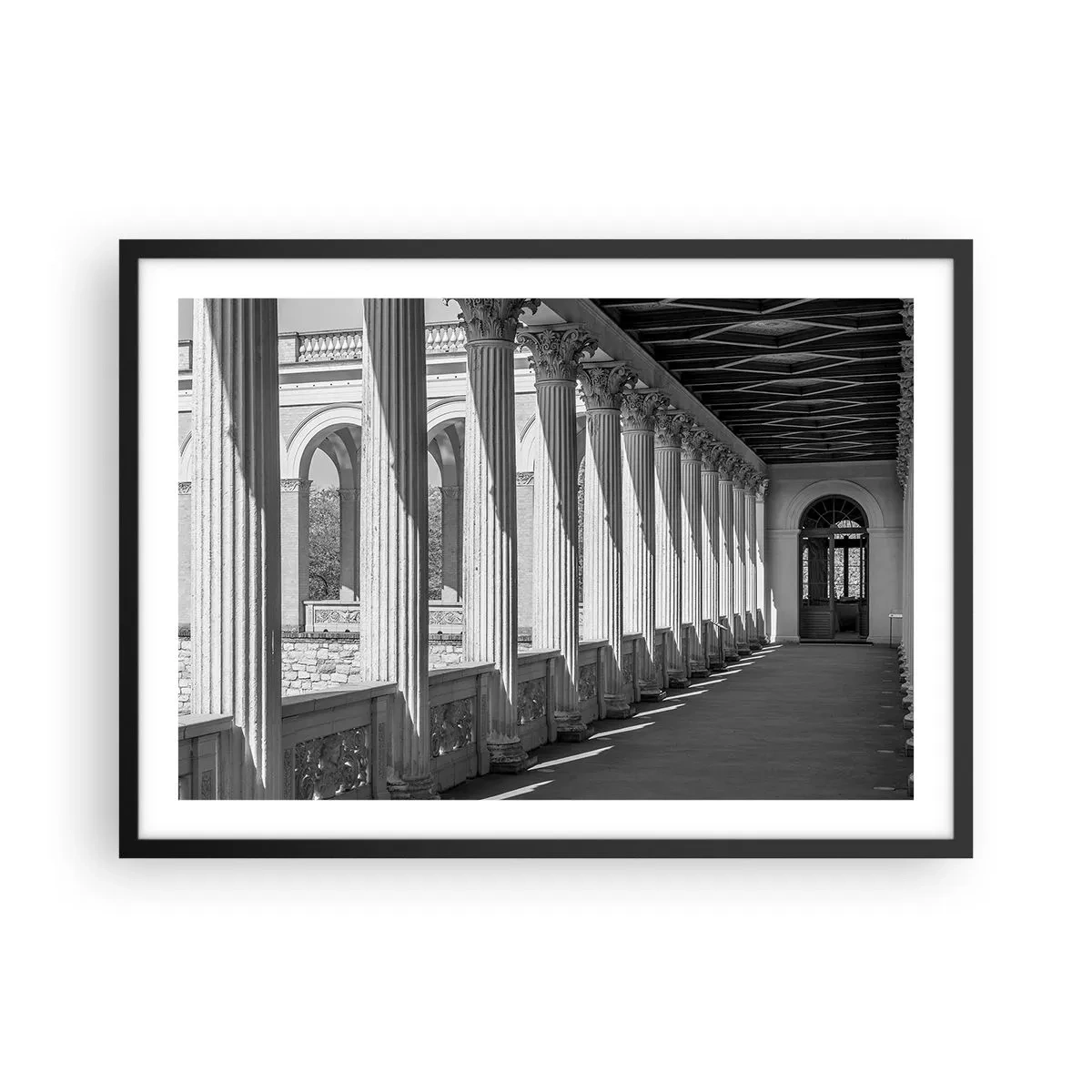 Plakat i sort ramme - Solrig arkade - 70x50 cm