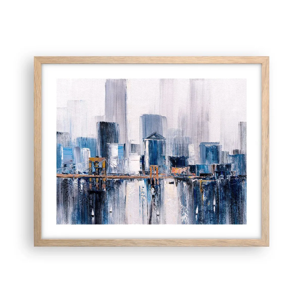 Plakat i ramme af lyst egetræ - Indtryk fra New York - 50x40 cm
