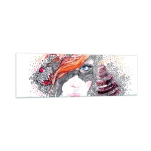 Billede på glas - Hos hende er hver dag en ferie - 160x50 cm