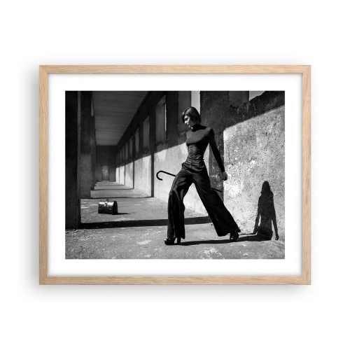 Plakat i ramme af lyst egetræ - Byens elegance - 50x40 cm