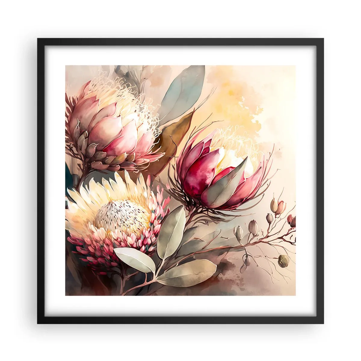 Plakat i sort ramme - I profil og en face - 50x50 cm