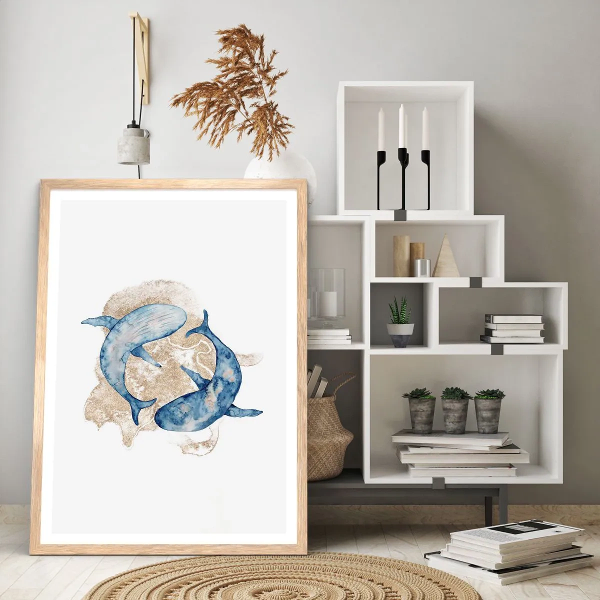 Plakat i ramme af lyst egetræ - Venskab eller kærlighed? - 70x100 cm