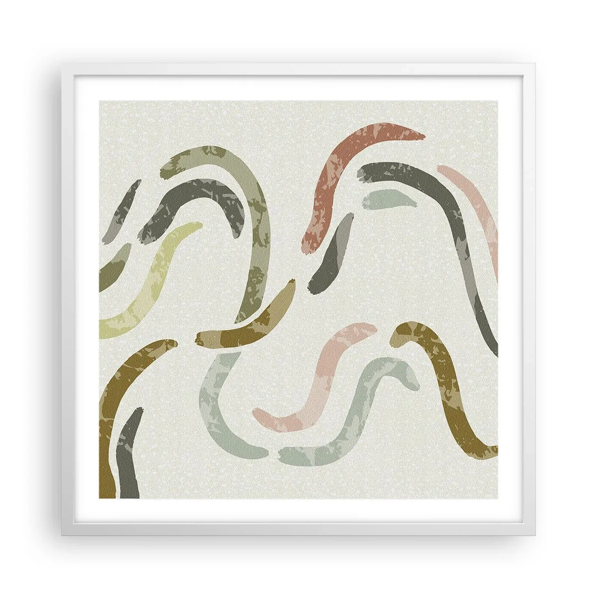Plakat i hvid ramme - Abstraktionens glade dans - 60x60 cm