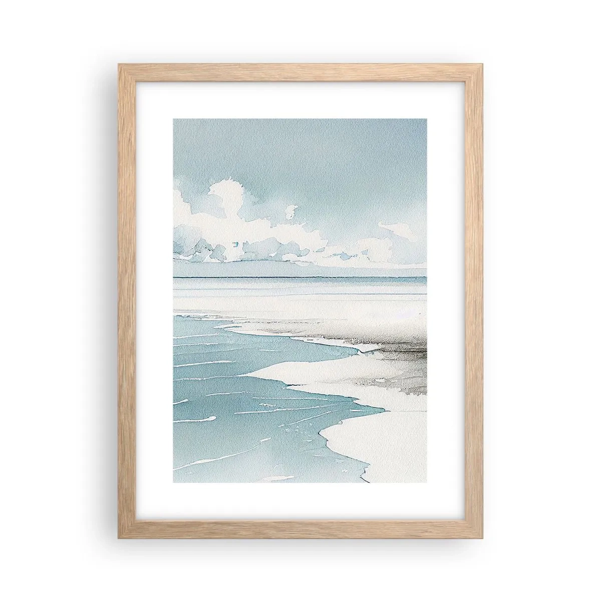 Plakat i ramme af lyst egetræ - Blidt tidevand - 30x40 cm