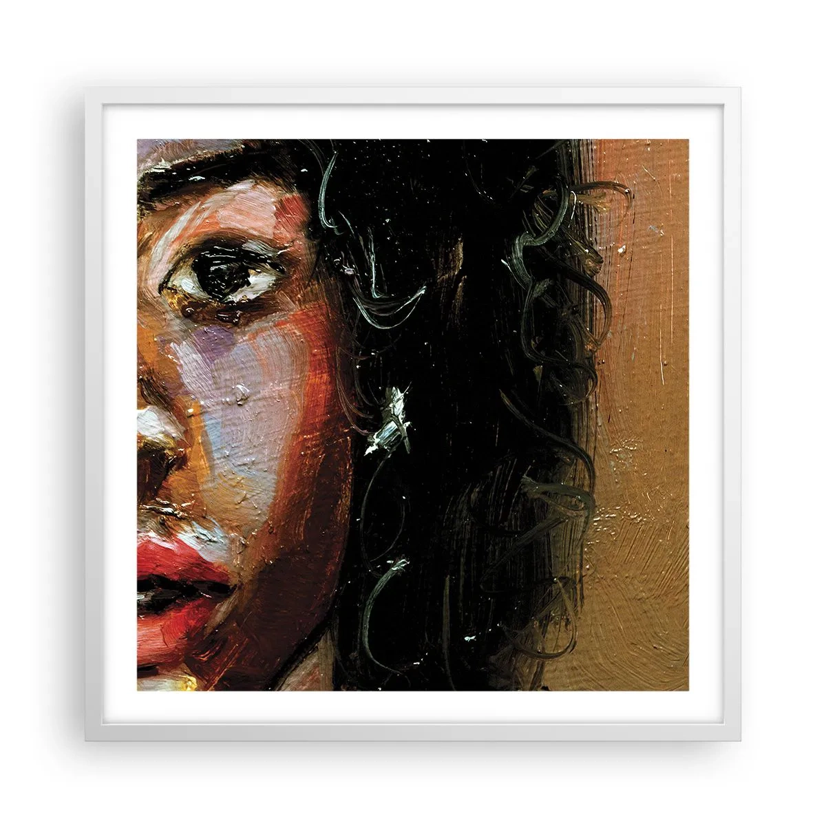 Plakat i hvid ramme - Sort og glitter - 60x60 cm