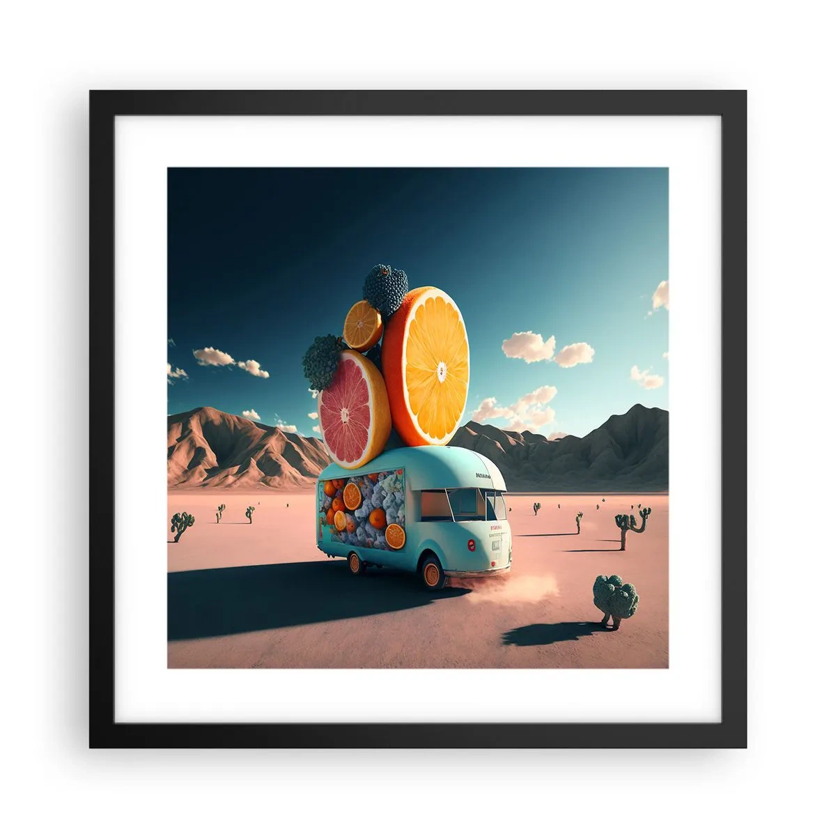 Plakat i sort ramme - En smag af ferie - 40x40 cm