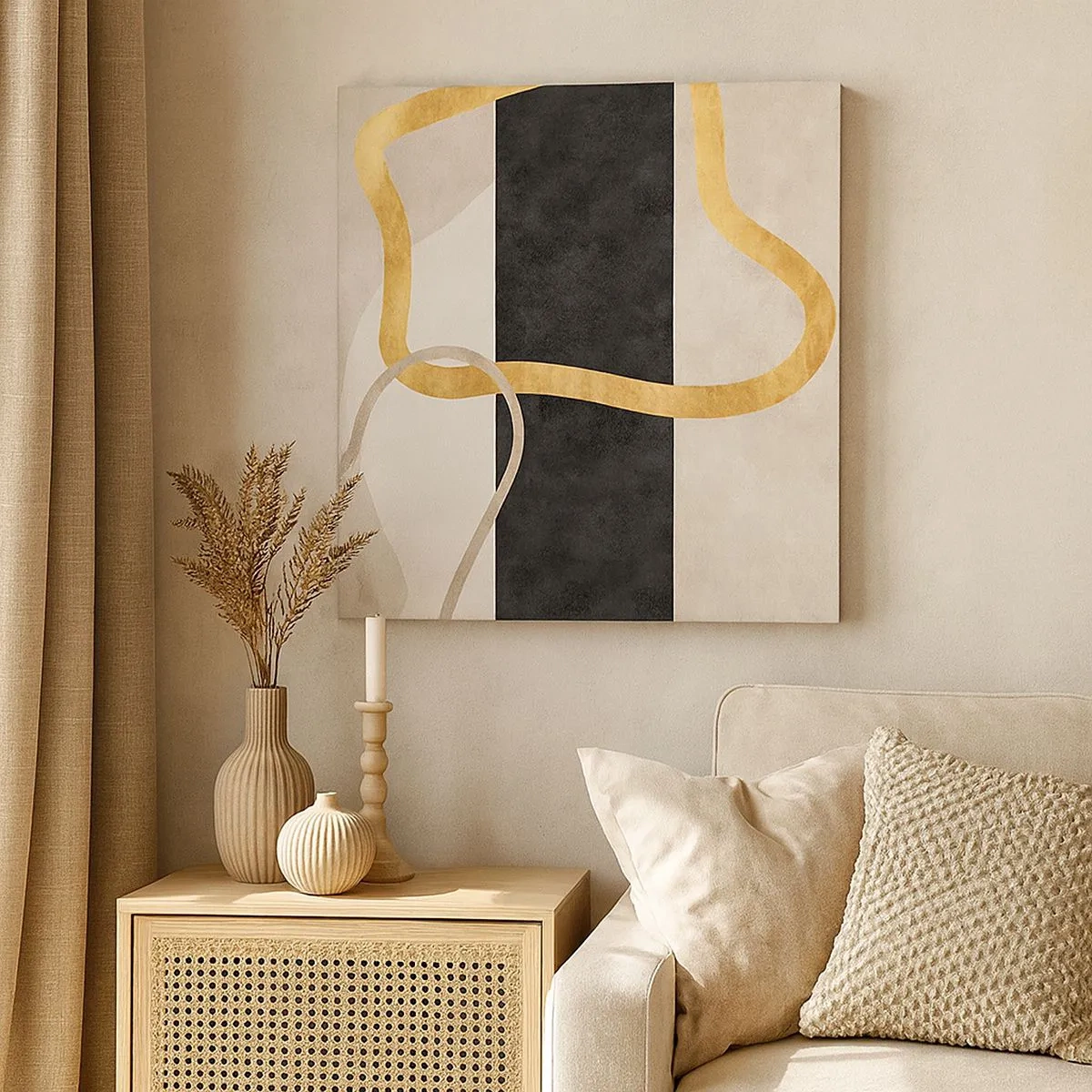 Lærredstryk - Billede på lærred - Sløjfeformede former - 30x30 cm