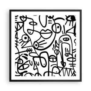 Plakat i sort ramme - Ansigter og luftspejlinger - 60x60 cm