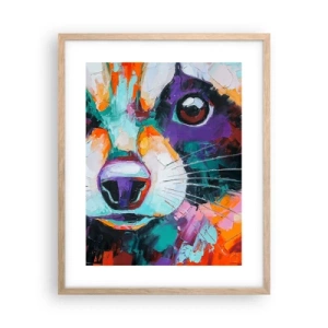 Plakat i ramme af lyst egetræ - Kun gode følelser - 40x50 cm