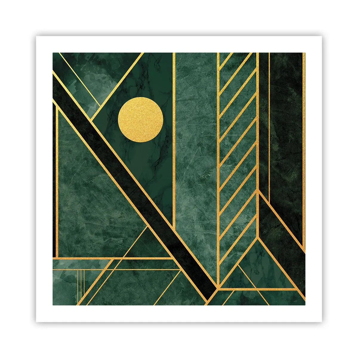 Plakat - Dynamikken i guld og azurblå - 60x60 cm