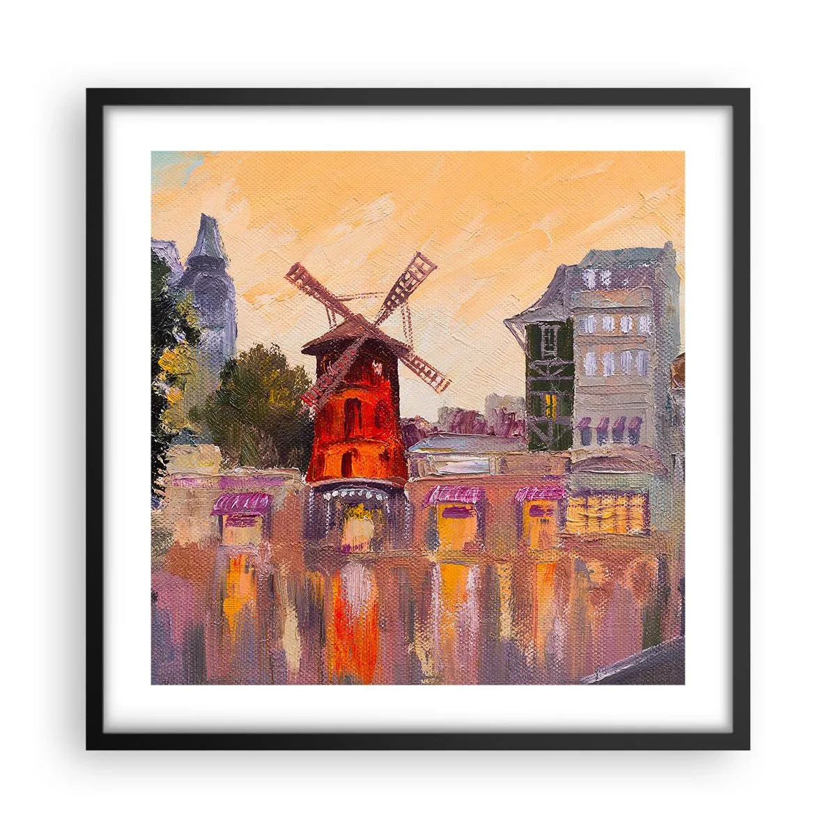 Plakat i sort ramme - Parisiske ikoner - Moulin Rouge - 50x50 cm