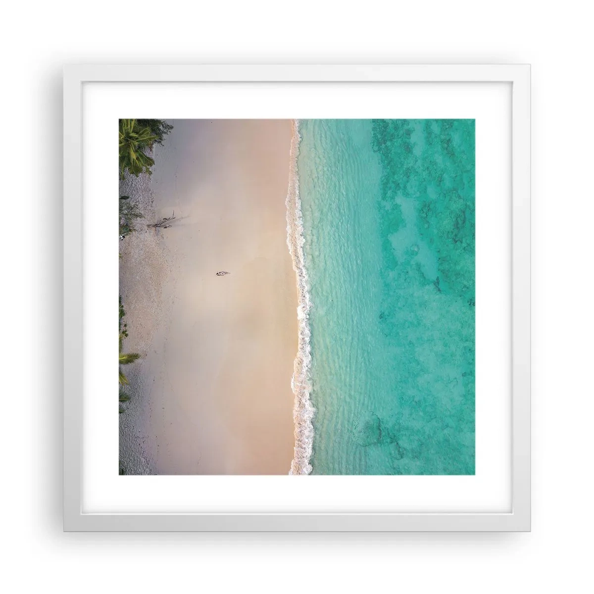 Plakat i hvid ramme - Paradis strand - 40x40 cm