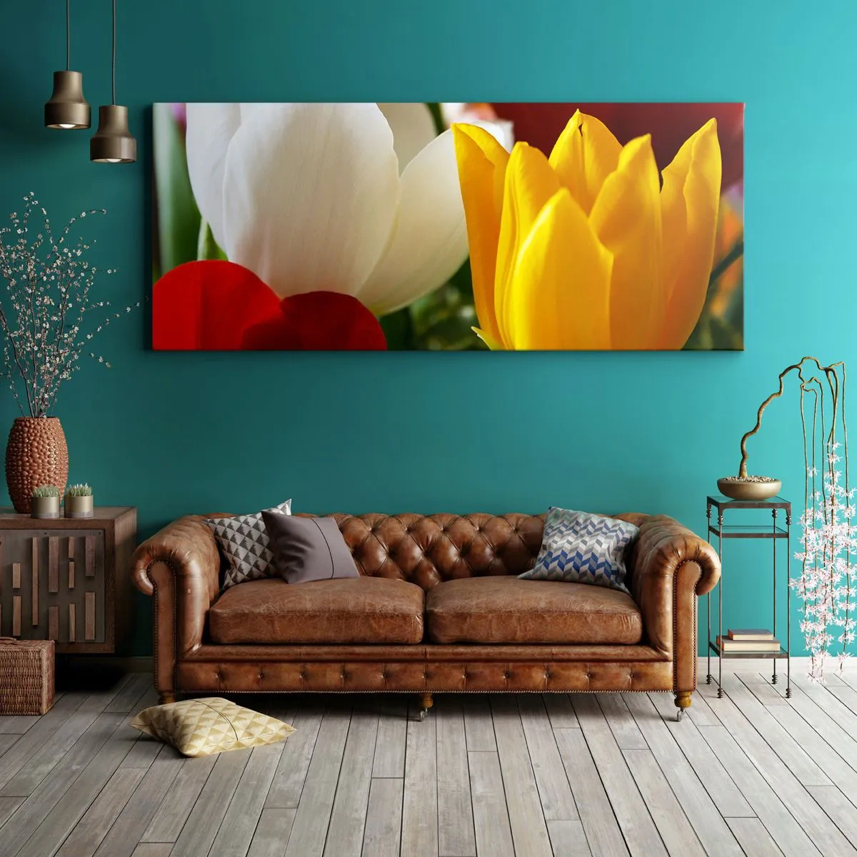 Lærredstryk - Billede på lærred - Tulipanfeber - 140x50 cm