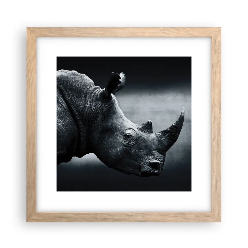 Plakat i ramme af lyst egetræ - Højre profil - 30x30 cm