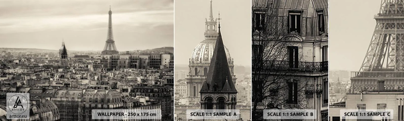 Fototapet Prøve Standard Eco - Over Paris' hustage - By, Paris, Arkitektur - 100x30 cm