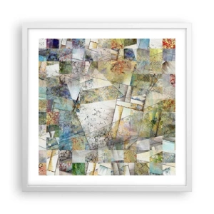 Plakat i hvid ramme - Geometrisk ommøblering - 50x50 cm