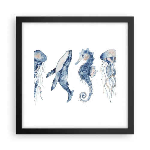 Plakat i sort ramme - Havets vidundere - 30x30 cm