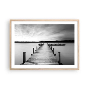 Plakat i ramme af lyst egetræ - På vandhullet - fred - 70x50 cm