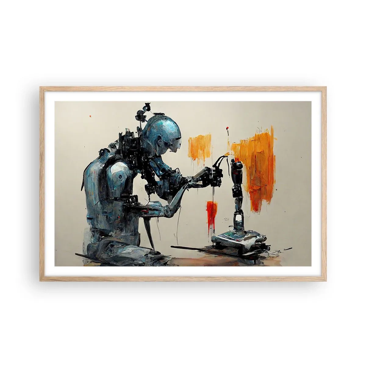 Plakat i ramme af lyst egetræ - Kommer i morgen... - 91x61 cm