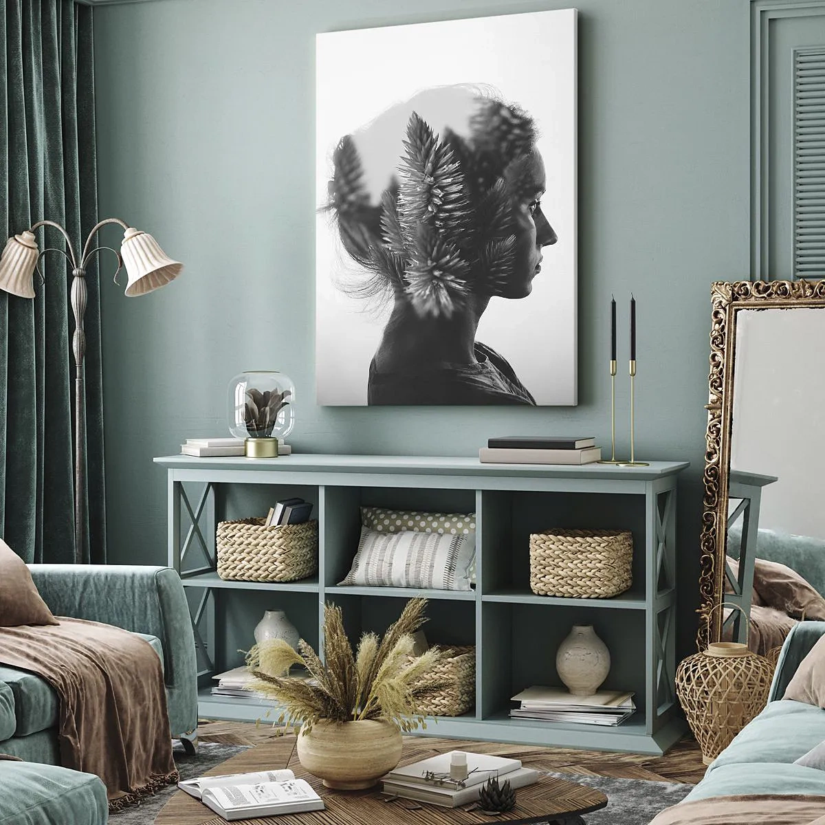 Lærredstryk - Billede på lærred - Dame af fyrreskoven - 50x70 cm