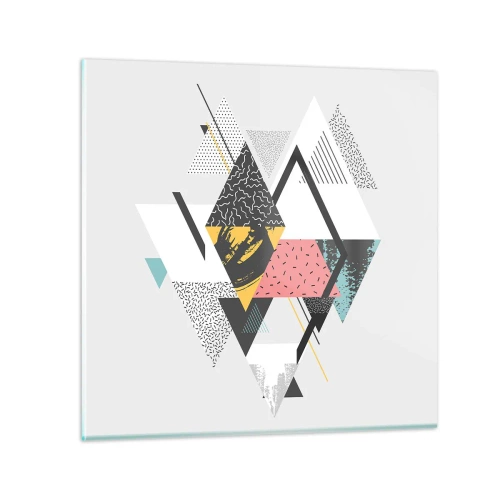 Billede på glas - Variation af trekanter og rhomber - 70x70 cm