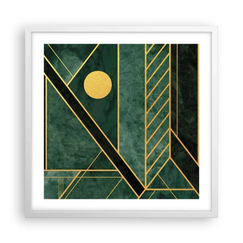 Plakat i hvid ramme - Dynamikken i guld og azurblå - 50x50 cm