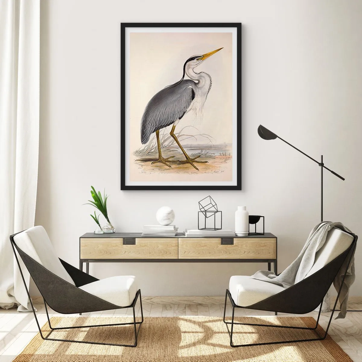 Plakat i sort ramme - Fiskehejre-charme - 70x100 cm