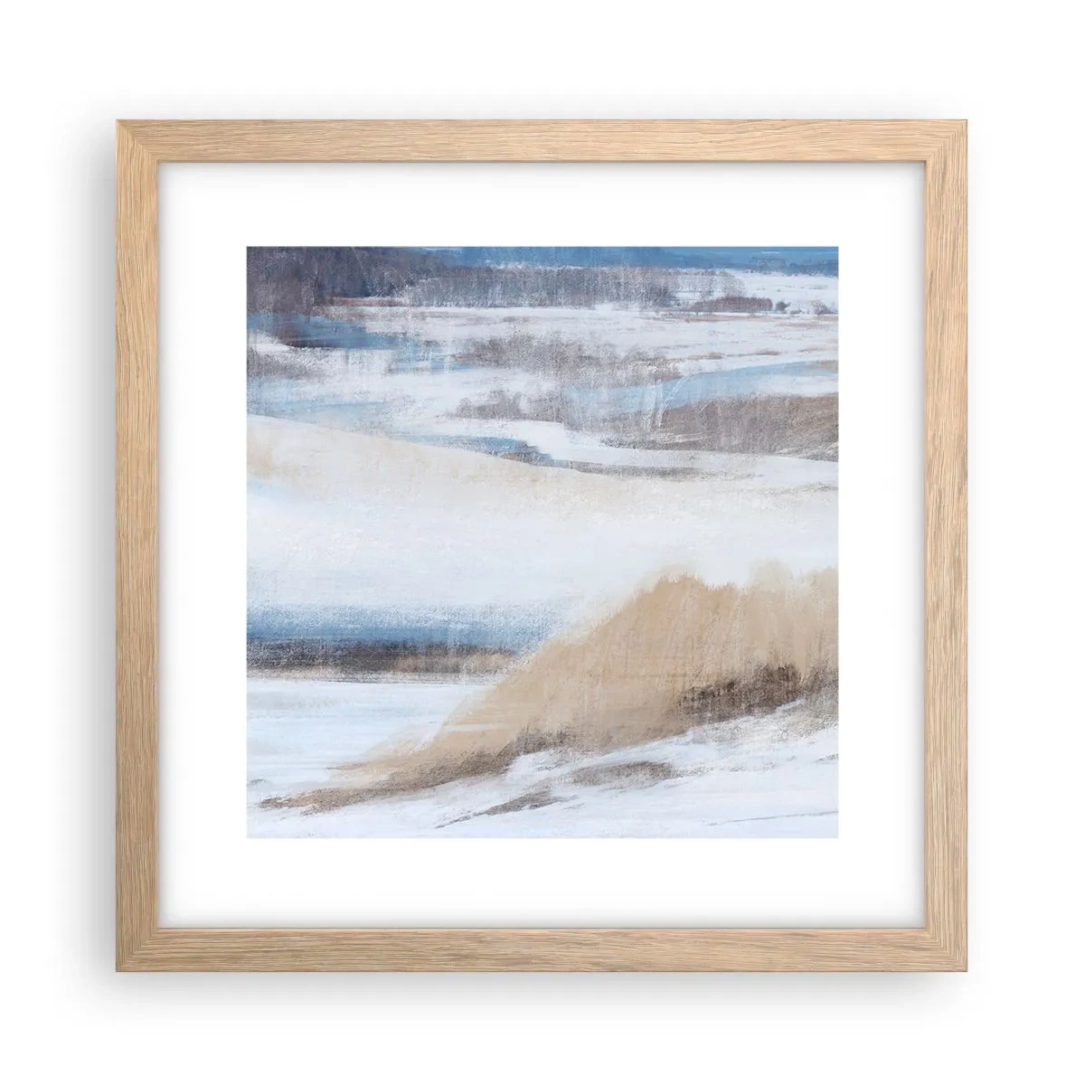 Plakat i ramme af lyst egetræ - Vinterkomposition - 30x30 cm