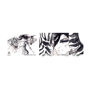 Fototapet Prøve Standard Eco - Danser med zebraer - Abstraktion, Kvinde, Ribben - 100x30 cm