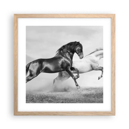 Plakat i ramme af lyst egetræ - Engle og dæmoner - 40x40 cm