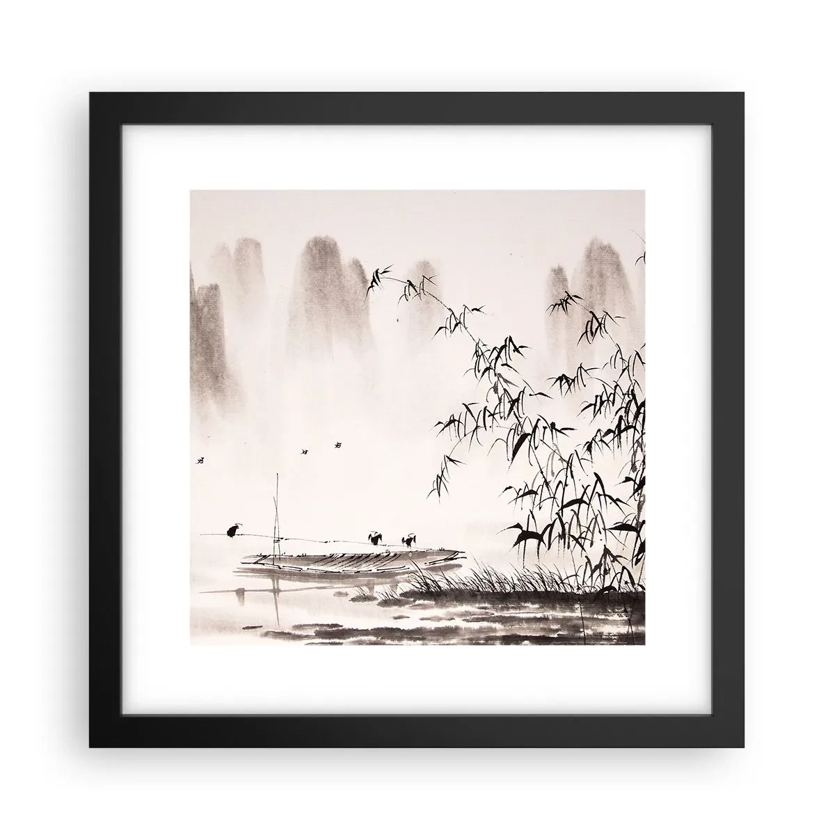 Plakat i sort ramme - Stilhed i rismarkerne - 30x30 cm