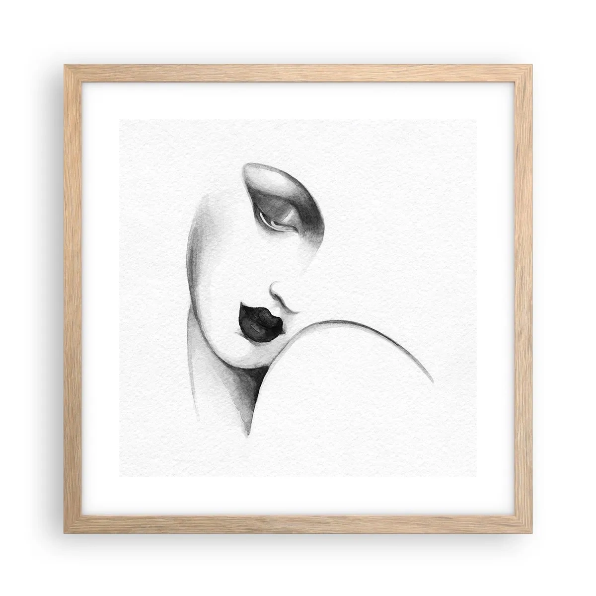 Plakat i ramme af lyst egetræ - I Lempickas stil - 40x40 cm