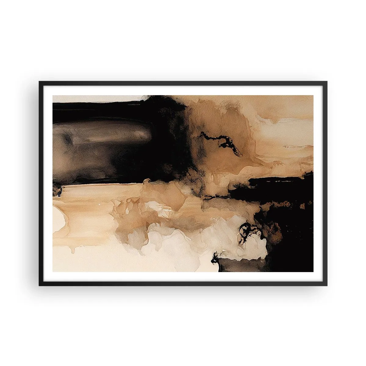 Plakat i sort ramme - En spændende abstraktion - 100x70 cm