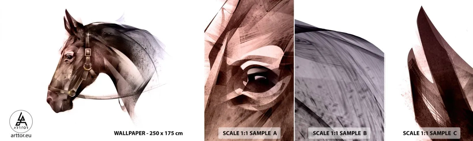 Fototapet Prøve Standard Eco - Sikke en charme - Dyr, Hestehoved, Hest - 100x30 cm