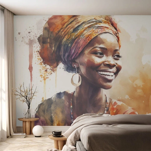Fototapet Premium Canvas - Afrikansk dronning - Kvinde, afro amerikaner, Portræt - 150x105 cm