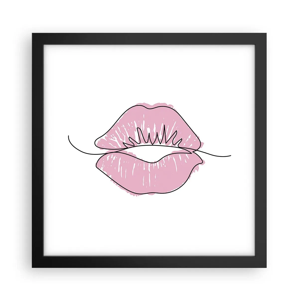 Plakat i sort ramme - Klar til at kysse? - 30x30 cm