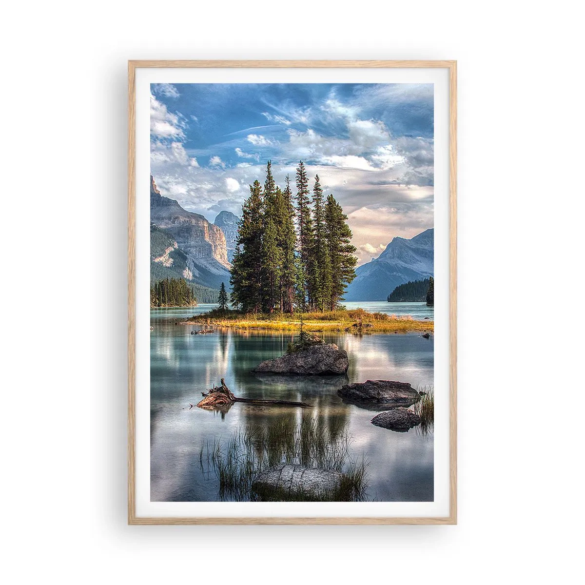Plakat i ramme af lyst egetræ - Over store og klare vande… - 70x100 cm
