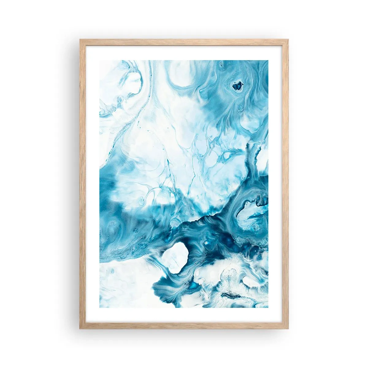 Plakat i ramme af lyst egetræ - Blå koncert - 50x70 cm