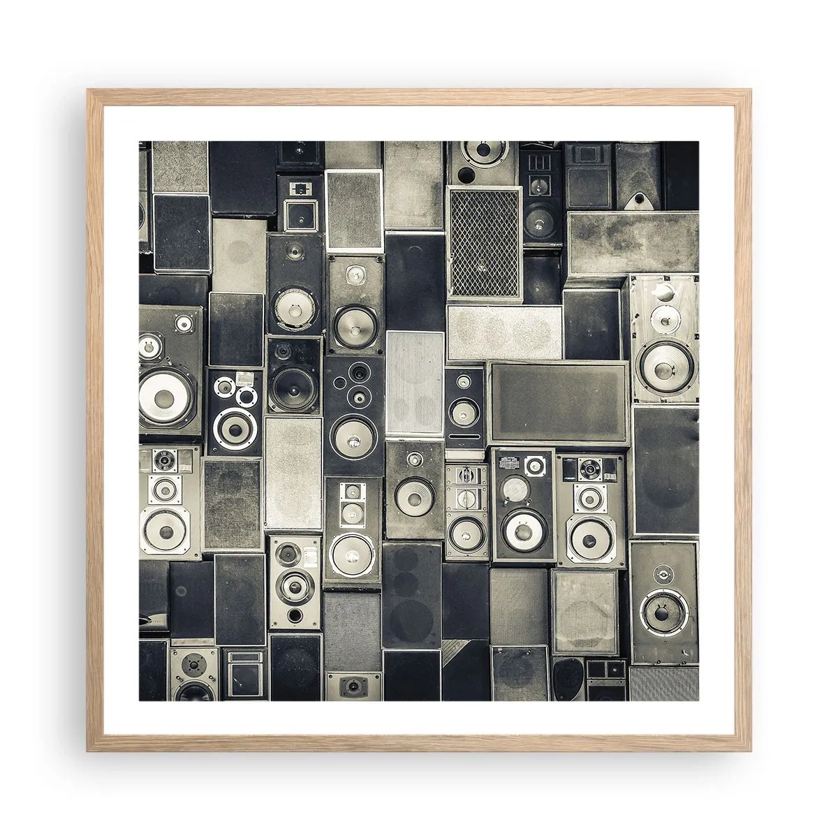 Plakat i ramme af lyst egetræ - Og alt er i orden - 60x60 cm