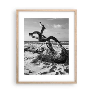 Plakat i ramme af lyst egetræ - Havets skulptur - 40x50 cm