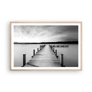 Plakat i ramme af lyst egetræ - På vandhullet - fred - 91x61 cm