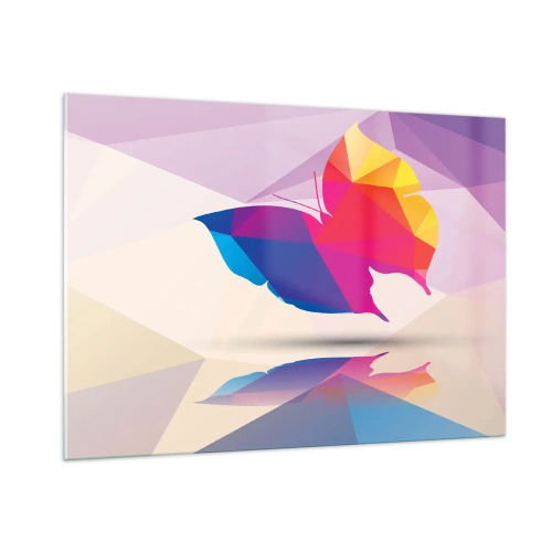 Billede på glas - Sommerfugl regnbue - 100x70 cm