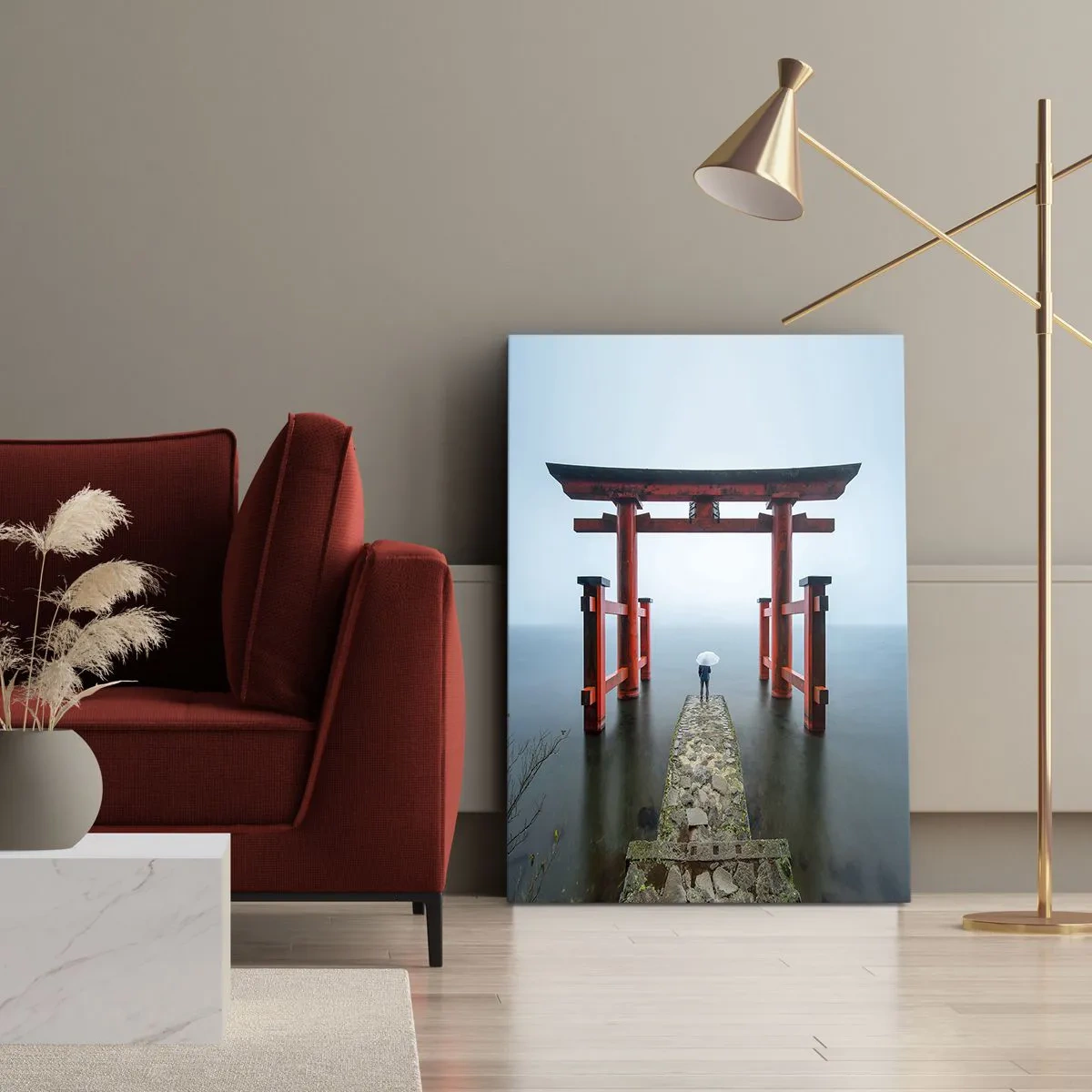 Lærredstryk - Billede på lærred - Japansk drømmeri - 45x80 cm