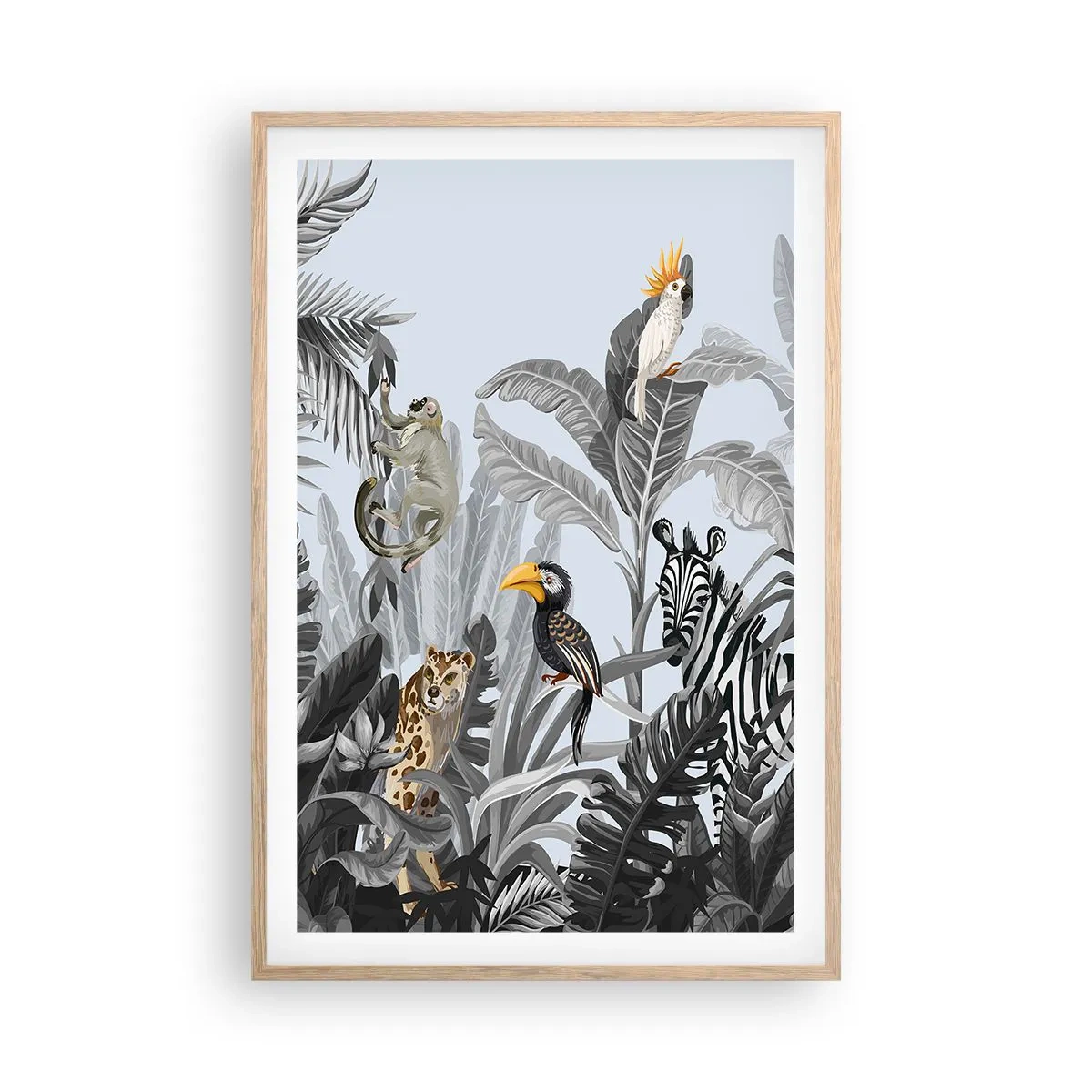 Plakat i ramme af lyst egetræ - En afrikansk fabel - 61x91 cm